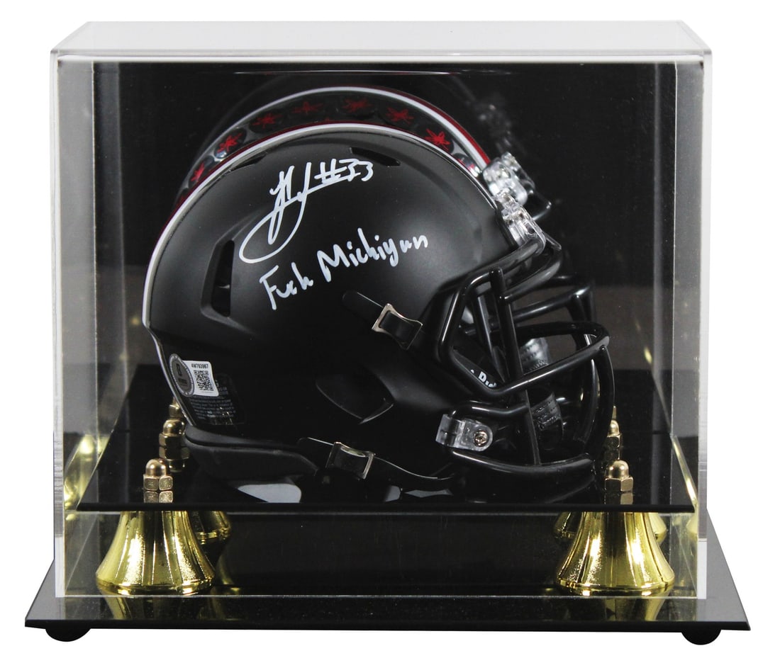 Beckett witnessed Jack Sawyer signed Ohio State mini helmet with display case (1 of 3)