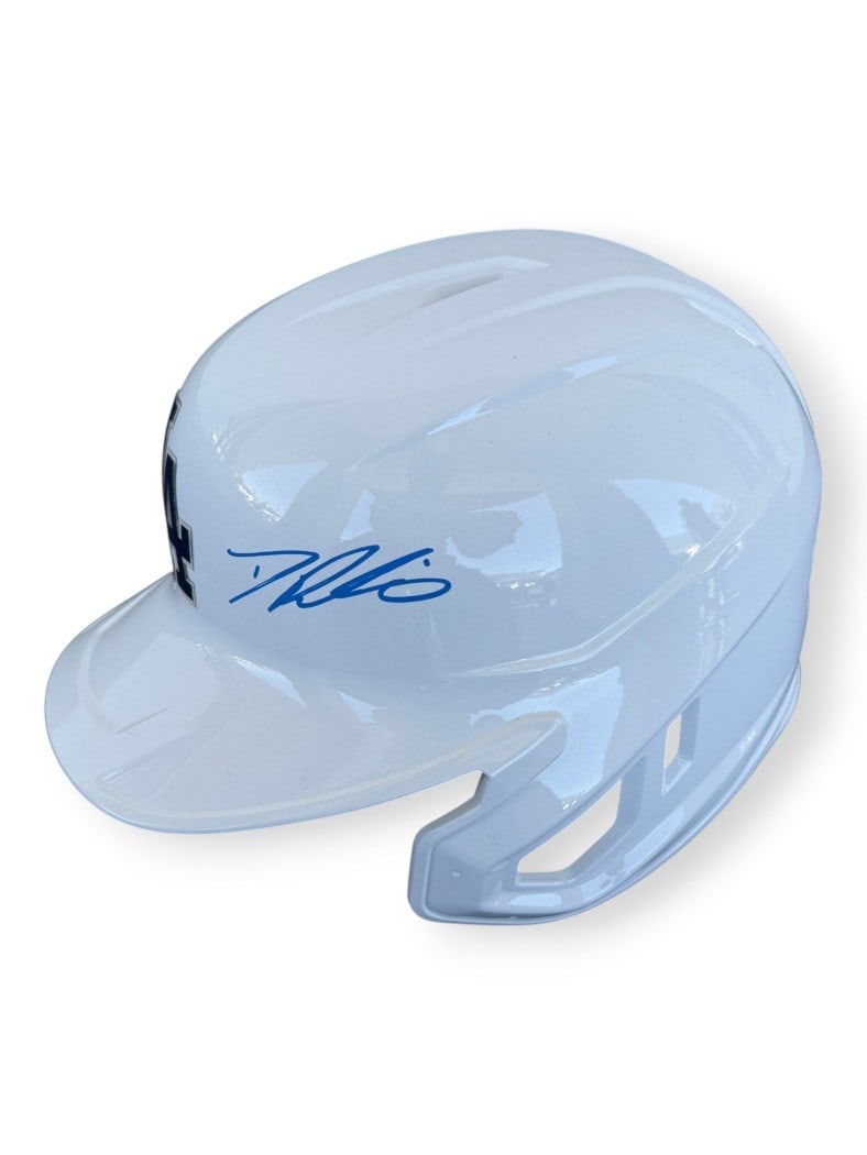 Los Angeles Dodgers Helmet Signed by Dalton Rushing JSA Authenticated: Los Angeles Dodgers Helmet Signed by Dalton Rushing JSA Authenticated Original signed Dalton Rushing helmet with the inscription "MLB Debut 5/15/25." This pre-owned piece is associated with the Los An