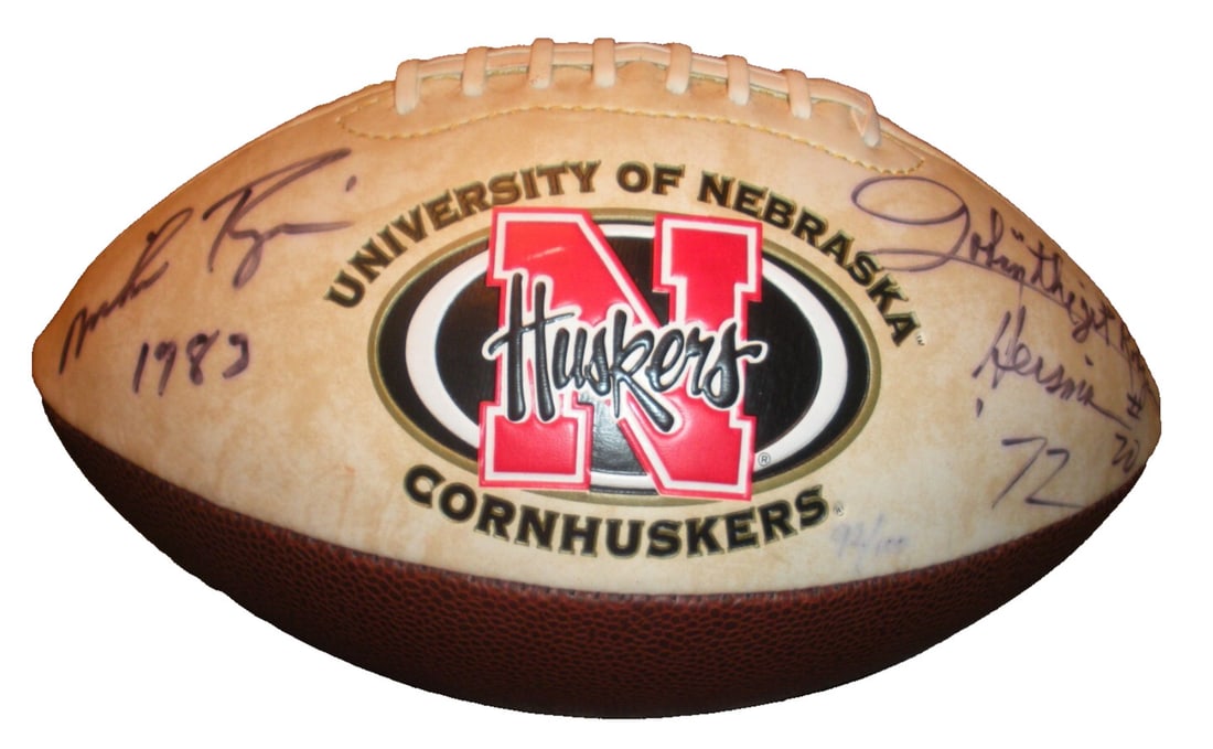 Signed Nebraska Football by Mike Rozier and Johnny Rodgers with COA 92 of 100 (1 of 2)