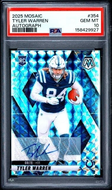 PSA 10 Tyler Warren 2025 Panini Mosaic Auto Rookie Card #354 (1 of 2)