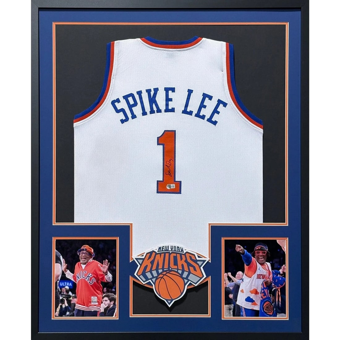 Framed New York Knicks Jersey Signed by Spike Lee Beckett Authenticated (1 of 2)