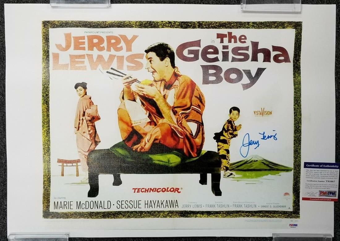 PSA DNA signed Jerry Lewis 16x20 canvas photograph Geisha Boy (1 of 2)