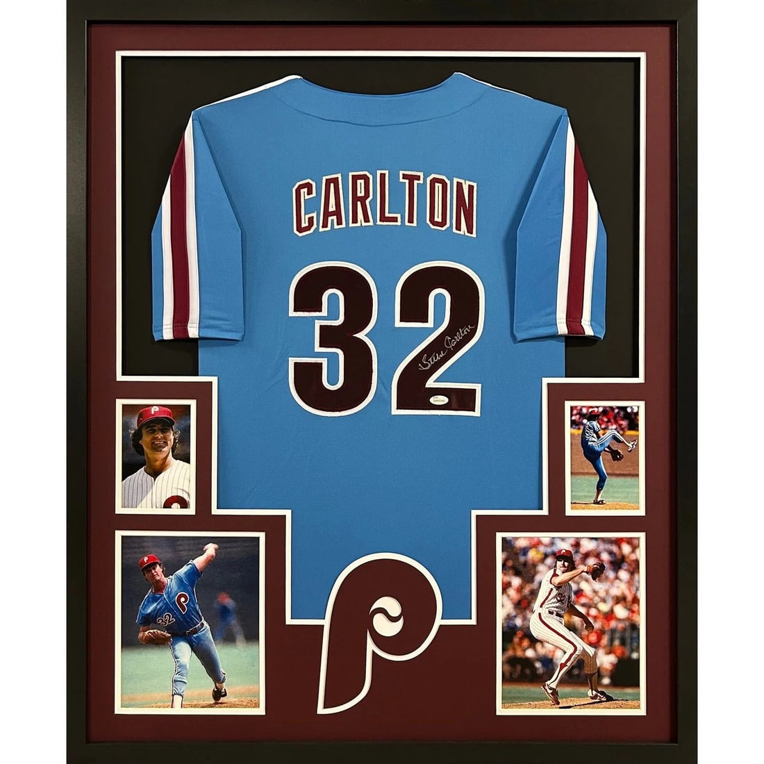 Framed Philadelphia Phillies Jersey Signed by Steve Carlton JSA (1 of 3)