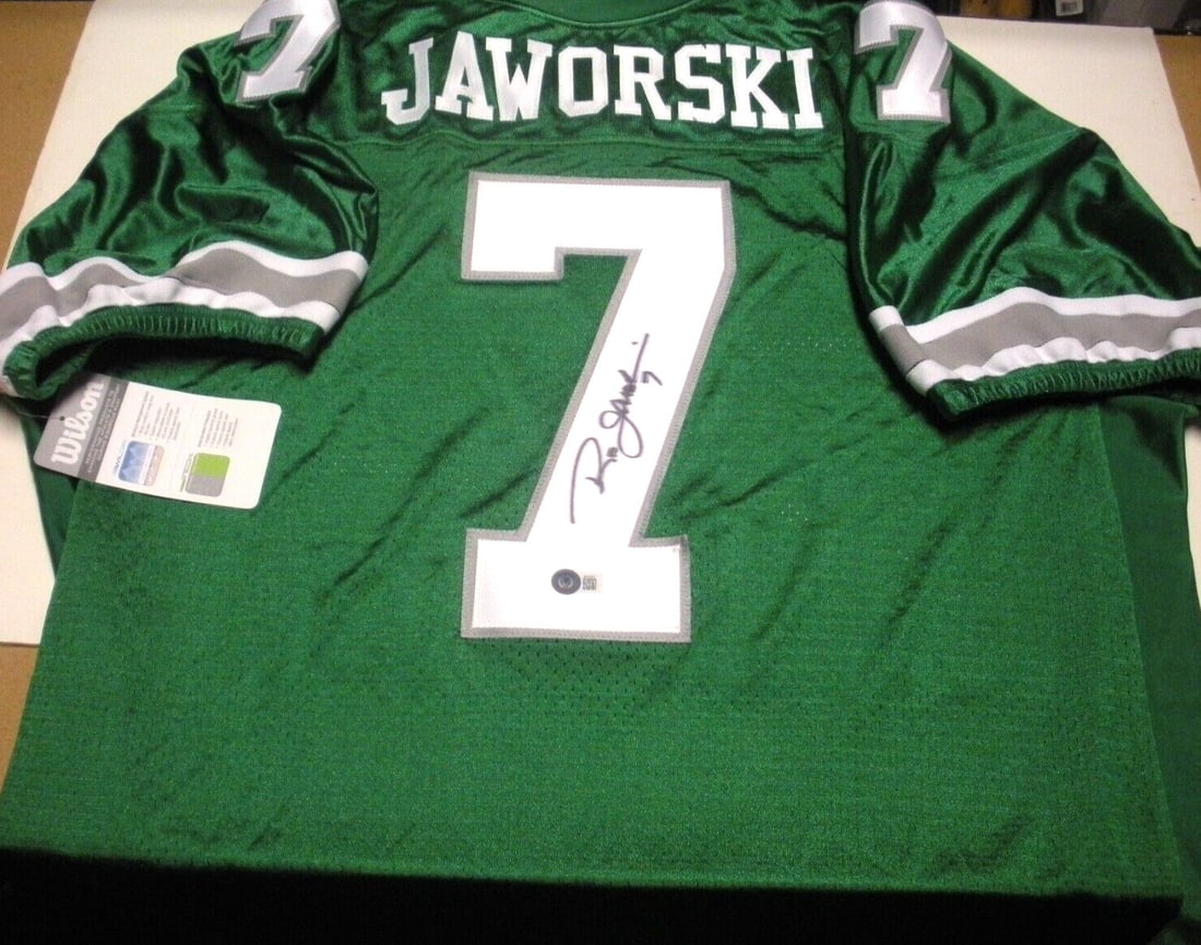 Signed Wilson Jersey Ron Jaworski With Beckett COA Philadelphia NFL: Signed Wilson Jersey Ron Jaworski With Beckett COA Philadelphia NFL This is an official licensed Wilson football jersey signed by Ron Jaworski of the Philadelphia NFL team. The jersey comes with Becke