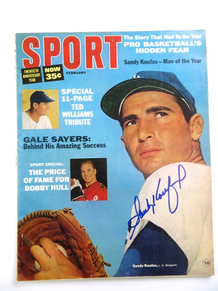 Sandy Koufax Autographed February 1966 Magazine Dodgers JSA Authenticated: Sandy Koufax Autographed February 1966 Magazine Dodgers JSA Authenticated This is an original magazine featuring Sandy Koufax, a legendary player of the Los Angeles Dodgers. The magazine is autographe