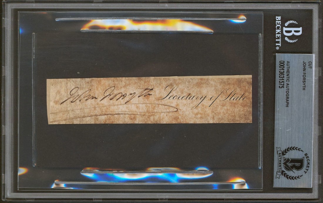 John Forsyth Autographed Cut Signature 1x4.75 BAS Certified: John Forsyth Autographed Cut Signature 1x4.75 BAS Certified This authentic autographed cut signature measures 1x4.75 inches and has been personally signed by John Forsyth. It is certified by Beckett A