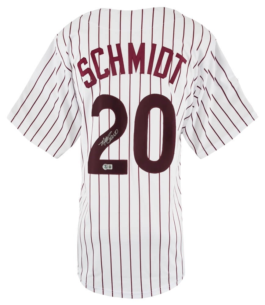 White Pinstripe Phillies Jersey Autographed by Mike Schmidt Beckett Authenticated (1 of 2)