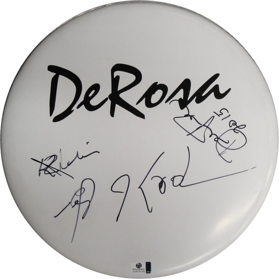 Kool And The Gang Signed 12 Inch Drumhead Authenticated by Global Authentics: Kool And The Gang Signed 12 Inch Drumhead Authenticated by Global Authentics This original 12" drumhead features the authentic signatures of Kool and The Gang members, including Ronald Bell and Dennis