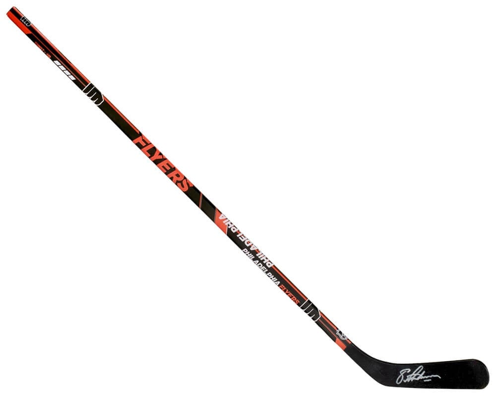 Philadelphia Flyers 48 Inch Hockey Stick Signed by Eric Lindros with COA: Philadelphia Flyers 48 Inch Hockey Stick Signed by Eric Lindros with COA This is a 48-inch full-size hockey stick featuring the Philadelphia Flyers logo, signed by Eric Lindros. The stick is an origin