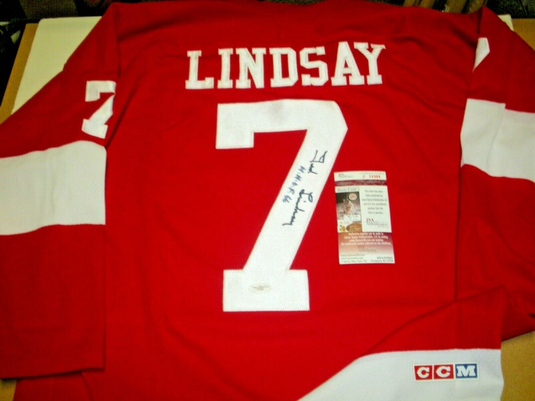 Ted Lindsay signed Detroit Red Wings CCM hockey jersey JSA COA (1 of 3)