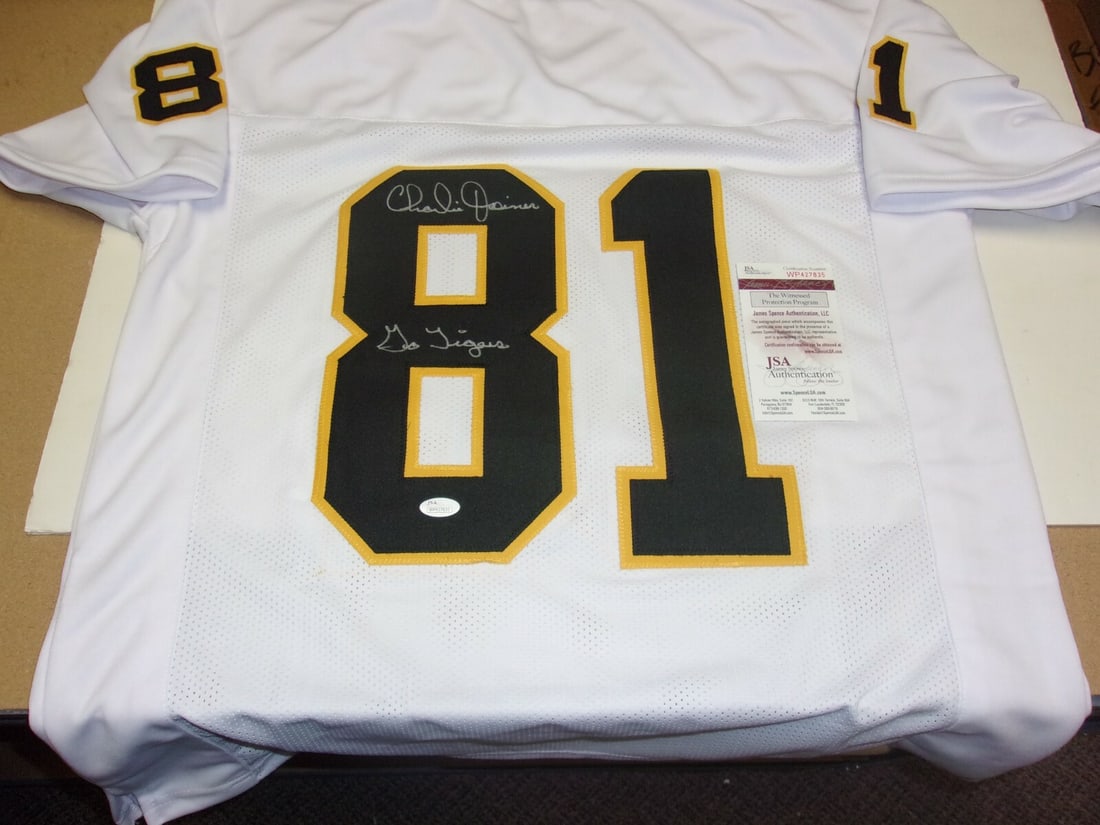 Charlie Joiner Signed Football Jersey With JSA COA Chargers Grambling State: Charlie Joiner Signed Football Jersey With JSA COA Chargers Grambling State This pre-owned football jersey is signed by Charlie Joiner and represents both Grambling Go Tigers and the San Diego Charger