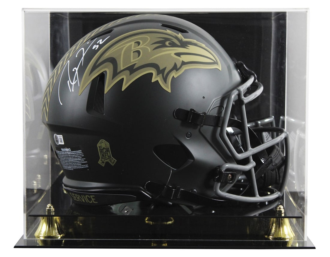 Ray Lewis Autographed Ravens Salute To Service Full Size Helmet With Display Case BAS: Ray Lewis Autographed Ravens Salute To Service Full Size Helmet With Display Case BAS This is an original, full-size Riddell Speed Proline helmet in the 2025 Salute To Service IV alternate design, per