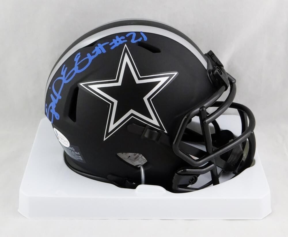 Beckett Auth Ezekiel Elliott Dallas Cowboys signed Eclipse mini helmet: Beckett Auth Ezekiel Elliott Dallas Cowboys signed Eclipse mini helmet This is a Dallas Cowboys Eclipse mini helmet autographed by Ezekiel Elliott. The signature is authenticated by Beckett, ensuring 