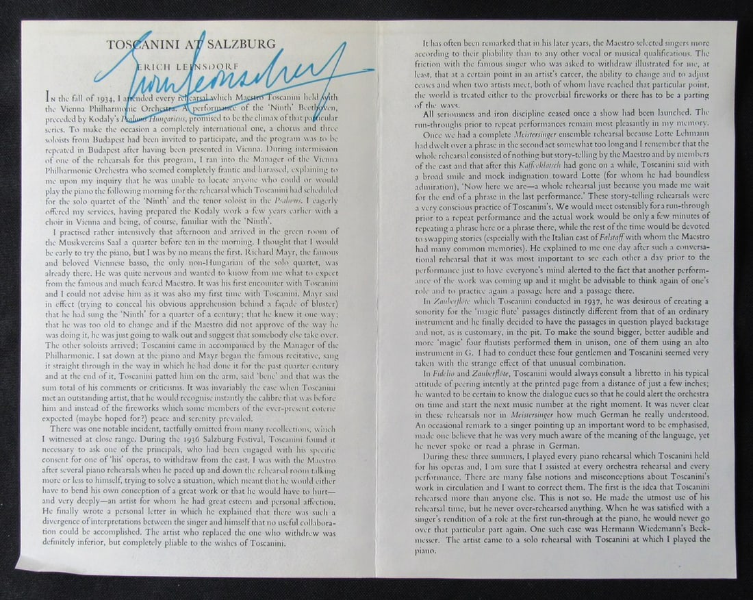 Erich Leinsdorf Autographed Magazine PSA/DNA Certified Original: Erich Leinsdorf Autographed Magazine PSA/DNA Certified Original This is an original autographed magazine featuring Erich Leinsdorf, a renowned conductor. The autograph has been authenticated by PSA/DN