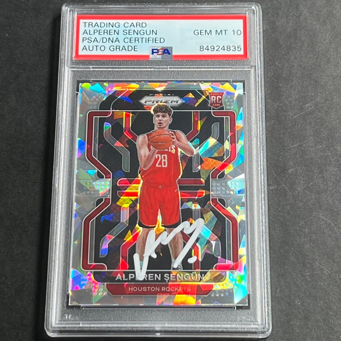 Alperen Sengun Red Ice Prizm Rookie Card PSA 10 Signed Houston Rockets: Alperen Sengun Red Ice Prizm Rookie Card PSA 10 Signed Houston Rockets This is a 2021-22 Panini Prizm Ice #318 sports trading card featuring Alperen Sengun of the Houston Rockets. The card is an origi