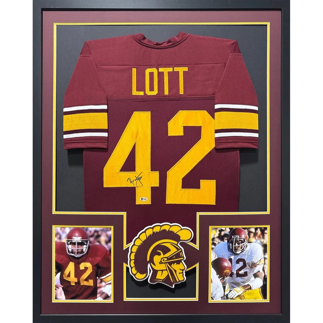 USC Ronnie Lott Autographed Framed Jersey with Beckett COA (1 of 2)