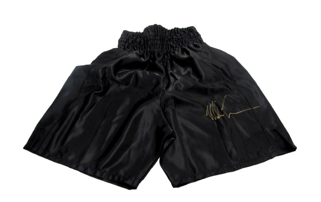 Black Boxing Trunks Autographed by Mike Tyson PSA DNA Size Large (1 of 6)