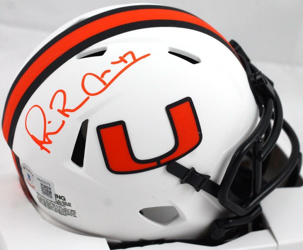 Miami Hurricanes Lunar Speed Mini Helmet signed by Michael Irvin Beckett hologram (1 of 5)