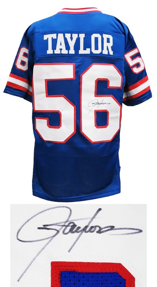 Signed Lawrence Taylor Giants Blue Throwback Custom Jersey XL (1 of 1)