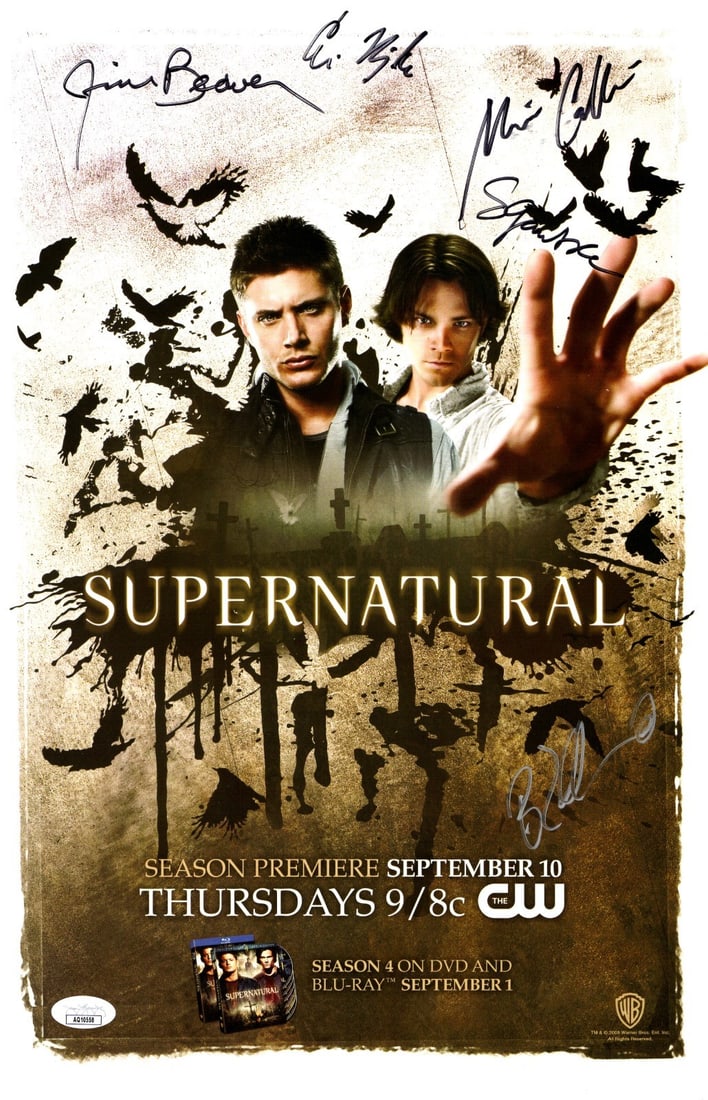 11X17 Supernatural Poster Signed by 5 JSA Collins Beaver Kripke Gamble Edlund (1 of 2)