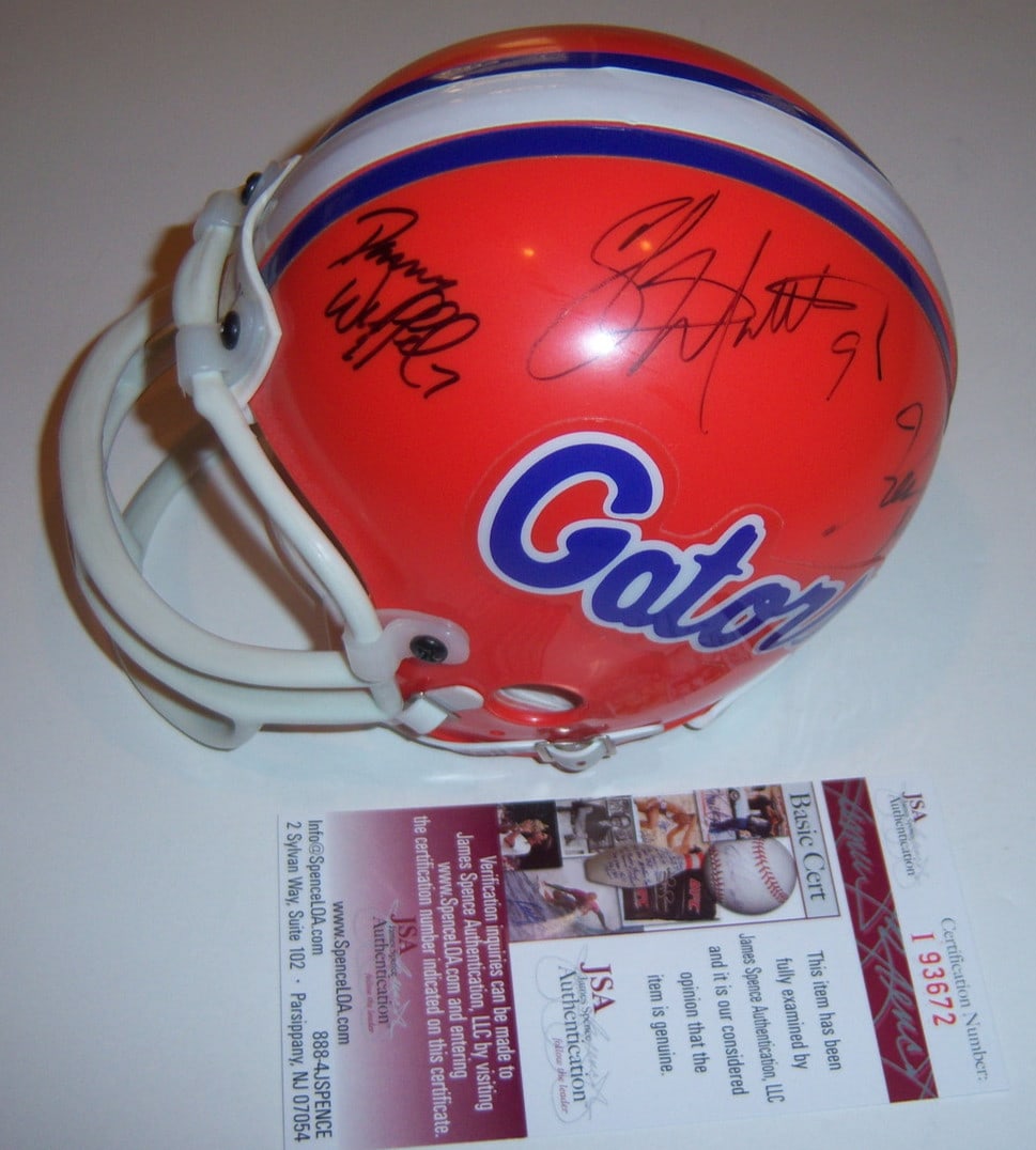 Mini Football Helmet Signed by Spurrier Wuerffel Matthews With JSA COA (1 of 3)