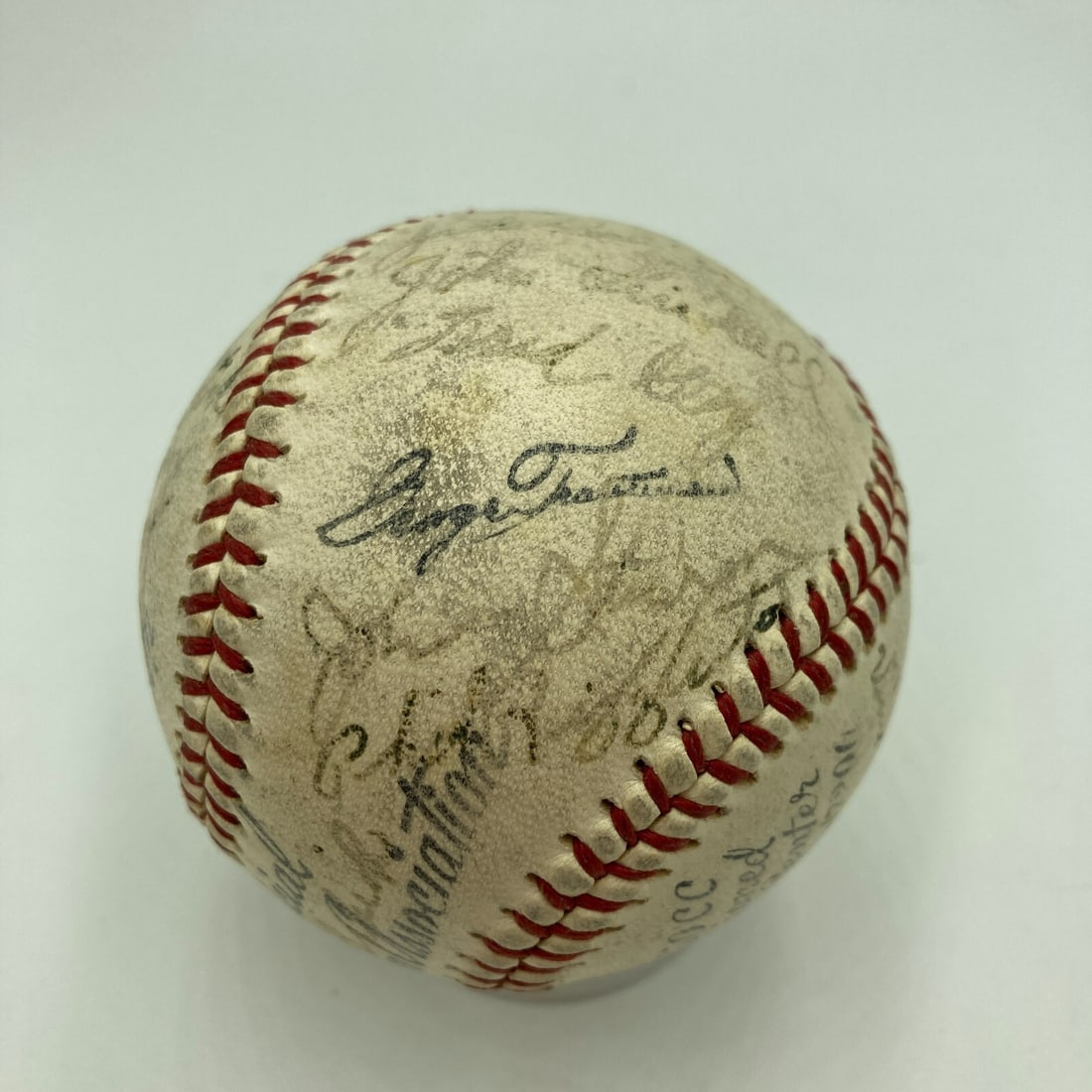 Phil Rizzuto Signed 1940 Kansas City Blues Team Baseball JSA COA: Phil Rizzuto Signed 1940 Kansas City Blues Team Baseball JSA COA This is a rare original 1940 Kansas City Blues minor league team signed baseball featuring the legendary Phil Rizzuto. The ball include