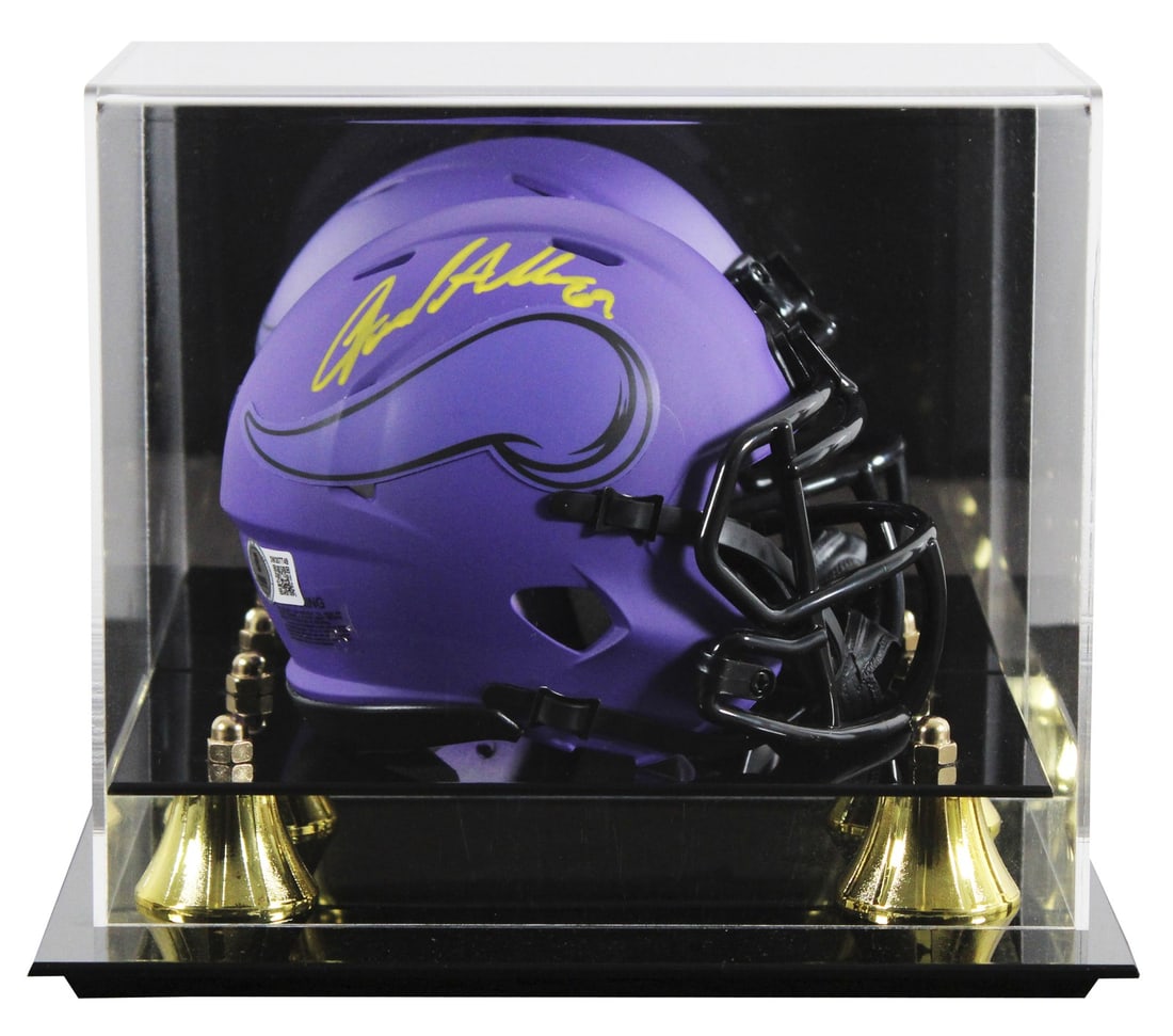 Jared Allen Autographed Minnesota Vikings Rave Speed Mini Helmet With BAS Witness Case: Jared Allen Autographed Minnesota Vikings Rave Speed Mini Helmet With BAS Witness Case This Minnesota Vikings Rave Speed mini helmet features the authentic signature of Jared Allen, including the insc