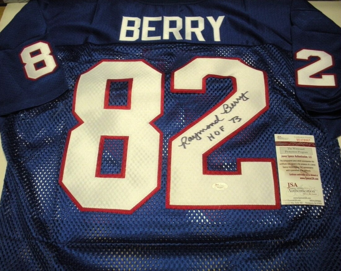 Raymond Berry Signed SMU Mustangs Jersey with JSA Certificate: Raymond Berry Signed SMU Mustangs Jersey with JSA Certificate This officially licensed Wilson jersey features the signature of Raymond Berry, a celebrated figure in NFL history. Perfect for collectors