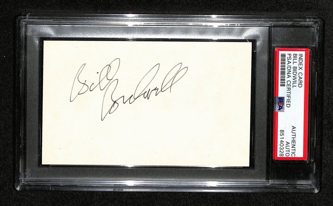 PSA DNA Signed 3x5 Index Card Bill Bidwell Arizona Cardinals Owner: PSA DNA Signed 3x5 Index Card Bill Bidwell Arizona Cardinals Owner Original Bill Bidwell autographed index card, authenticated by PSA/DNA and encapsulated in a tamper-proof plastic case. Pre-owned ite