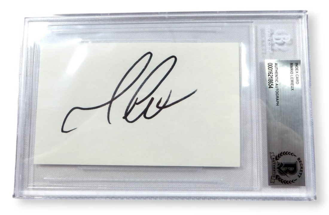 Mario Lemieux Autographed Index Card Penguins HOF Beckett Authenticated (1 of 1)