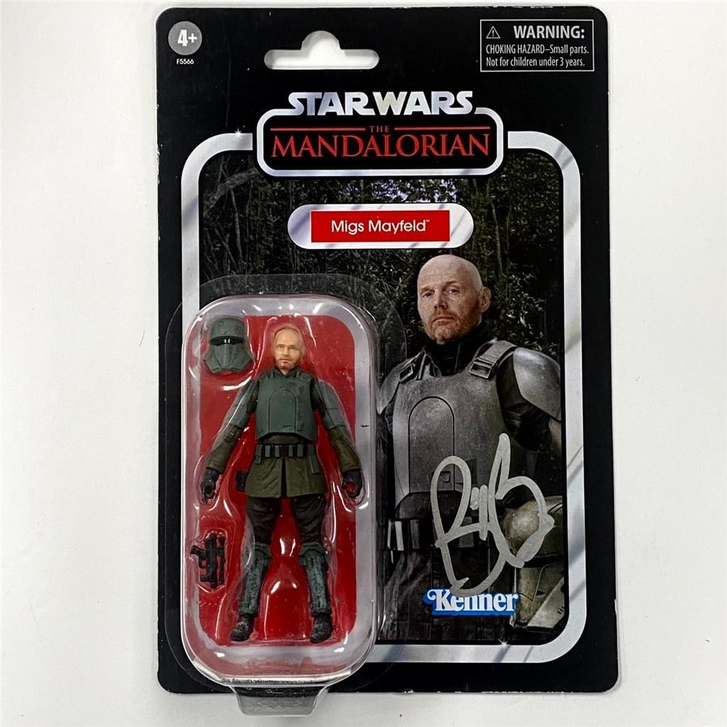 JSA authenticated Bill Burr autographed Migs Mayfield Kenner Star Wars figure: JSA authenticated Bill Burr autographed Migs Mayfield Kenner Star Wars figure Original Kenner figure signed by Bill Burr as Migs Mayfield from Star Wars: The Mandalorian. This pre-owned collectible in