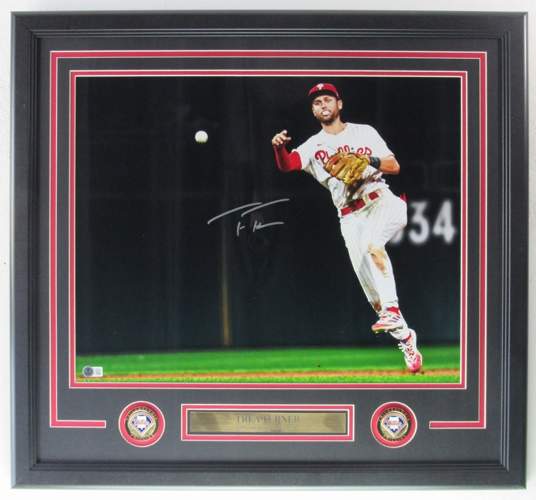 Framed 16x20 Photograph Signed by Trea Turner Beckett Authenticated (1 of 4)