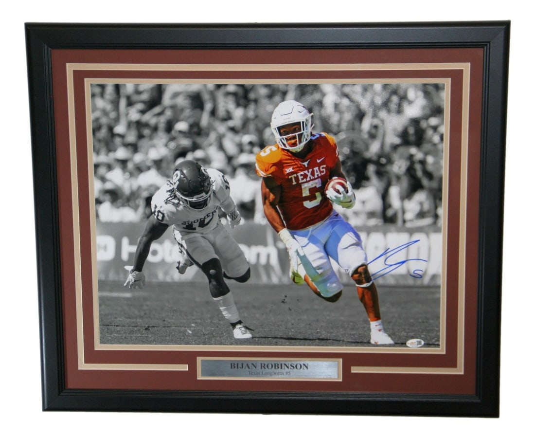 Framed 20x16 Texas Longhorns Photo Signed by Bijan Robinson JSA (1 of 3)