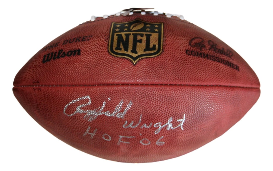 Dallas Cowboys football signed by Rayfield Wright BAS authenticated leather ball (1 of 2)