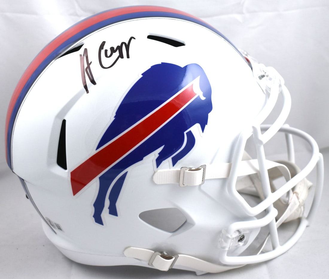 Amari Cooper signed Buffalo Bills full size speed helmet Beckett hologram: Amari Cooper signed Buffalo Bills full size speed helmet Beckett hologram This is a pre-owned Buffalo Bills full-size Speed helmet autographed by Amari Cooper. The helmet is an original item and inclu