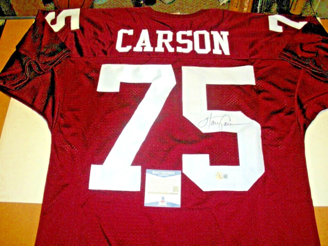 Signed Russell Football Jersey Harry Carson SC State Giants Beckett COA (1 of 2)