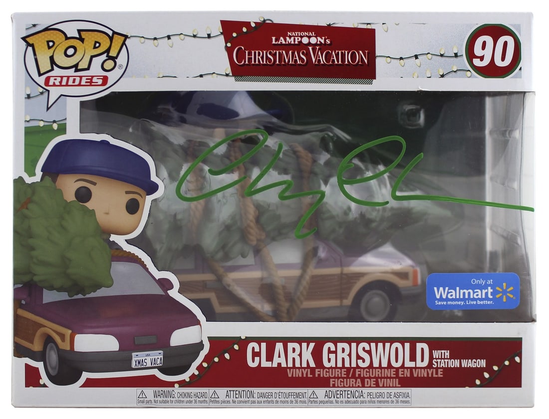 Chevy Chase Signed #90 Funko Pop Vinyl National Lampoon Christmas Vacation BAS: Chevy Chase Signed #90 Funko Pop Vinyl National Lampoon Christmas Vacation BAS This authentic Funko Pop Vinyl Figure features Clark Griswold with Station Wagon, personally signed by Chevy Chase, iconi