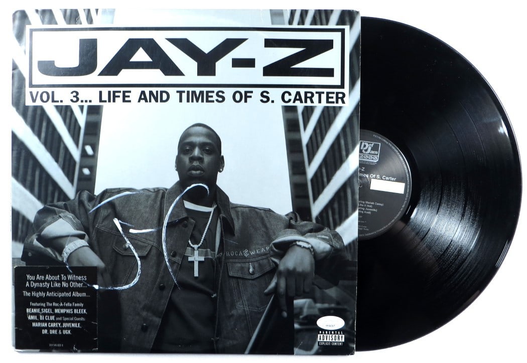 Jay-Z Autographed Album Cover Vol 3 Life and Times JSA: Jay-Z Autographed Album Cover Vol 3 Life and Times JSA This is an original Jay-Z autographed record album cover from the album 'Vol 3: Life and Times of S. Carter'. The autograph has been authenticate