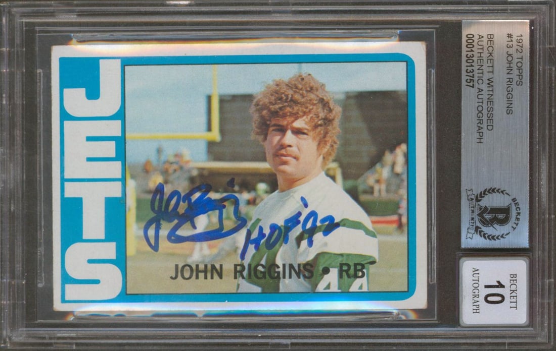 John Riggins 1972 Topps 13 Autographed Card Beckett Mint 10 (1 of 2)