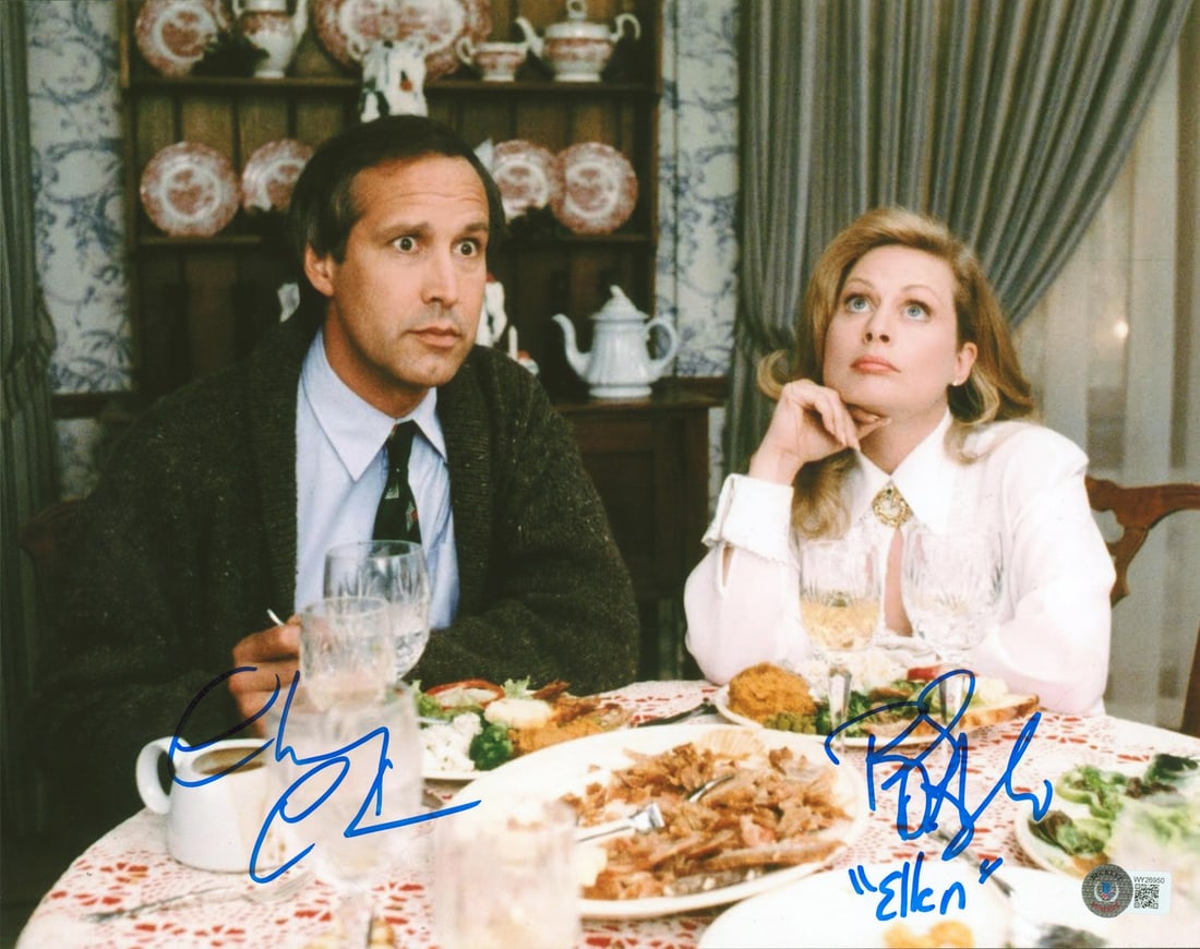 Beckett Authenticated 11x14 Christmas Vacation photo signed by Chevy Chase and Beverly D'Angelo: Beckett Authenticated 11x14 Christmas Vacation photo signed by Chevy Chase and Beverly D'Angelo This is an 11x14 horizontal photograph from National Lampoon's Christmas Vacation, personally signed by 