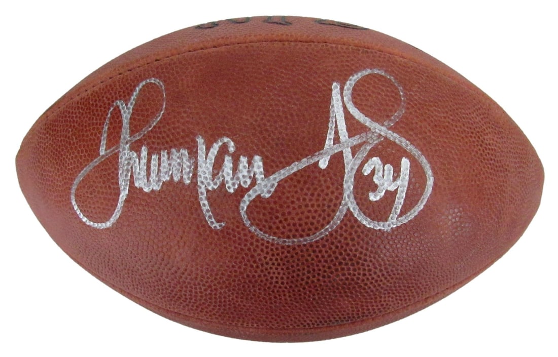 Wilson NFL Leather Football Autographed by Thurman Thomas HOF JSA Authenticated: Wilson NFL Leather Football Autographed by Thurman Thomas HOF JSA Authenticated This is an original Wilson NFL leather football autographed by Thurman Thomas, Hall of Fame running back for the Buffalo