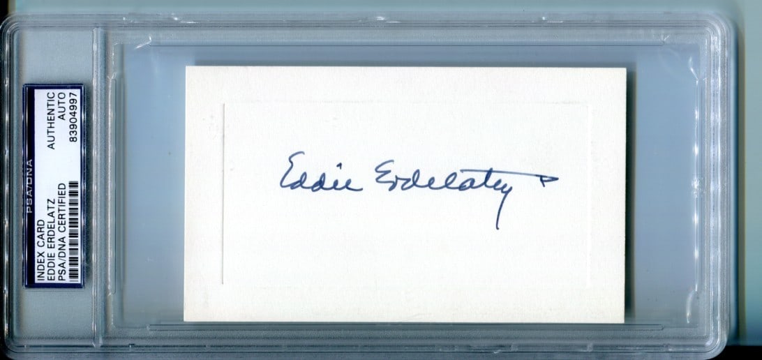 Eddie Erdelatz Autographed 3x5 Index Card PSA/DNA NCAA Football: Eddie Erdelatz Autographed 3x5 Index Card PSA/DNA NCAA Football This item features an authentic autographed index card measuring 3x5 inches, signed by Eddie Erdelatz, a notable figure in college footb