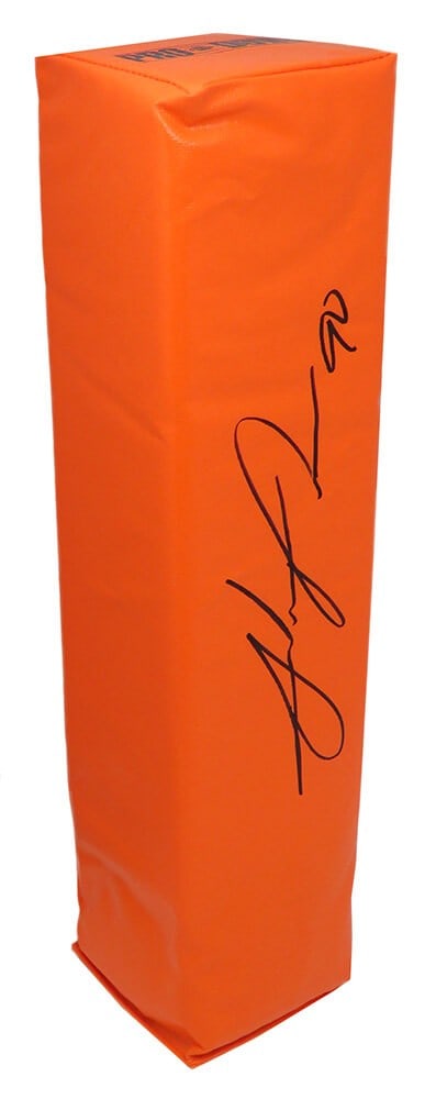 Julius Peppers Signed Panthers Endzone Football Pylon with COA: Julius Peppers Signed Panthers Endzone Football Pylon with COA This signed orange endzone football pylon commemorates NFL star Julius Peppers, a prominent player for the Carolina Panthers. The item is
