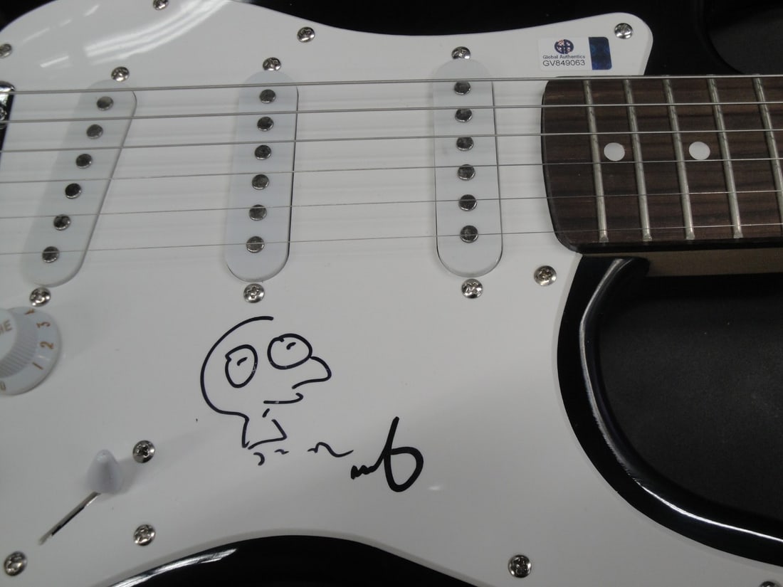 Moby Hand Signed Electric Guitar Art Drawing Authentic GAI (1 of 4)