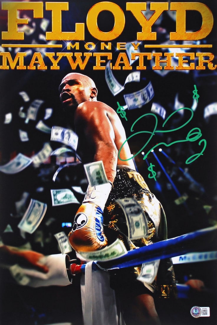 Floyd Mayweather Signed 12x18 Photo with $$$ Inscription Beckett Authenticated (1 of 1)