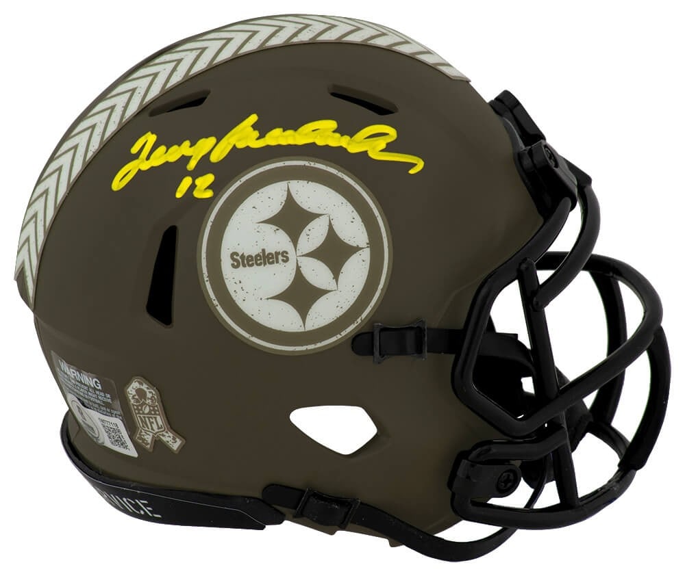 Terry Bradshaw Signed Pittsburgh Steelers Riddell Speed Mini Helmet Beckett COA (1 of 1)