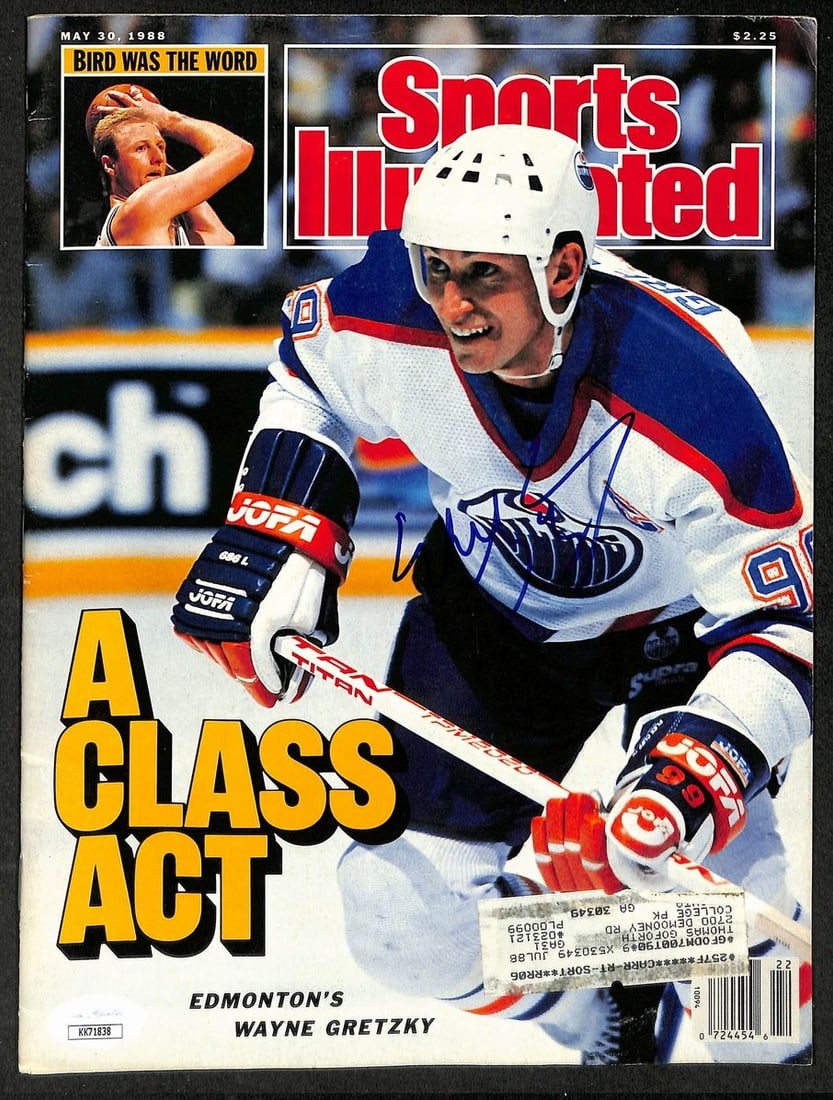 1988 Sports Illustrated Wayne Gretzky HOF Autographed Hockey Photo JSA: 1988 Sports Illustrated Wayne Gretzky HOF Autographed Hockey Photo JSA Original 1988 Sports Illustrated photo featuring Wayne Gretzky with the Oilers, signed/autographed as noted in the title. This pr