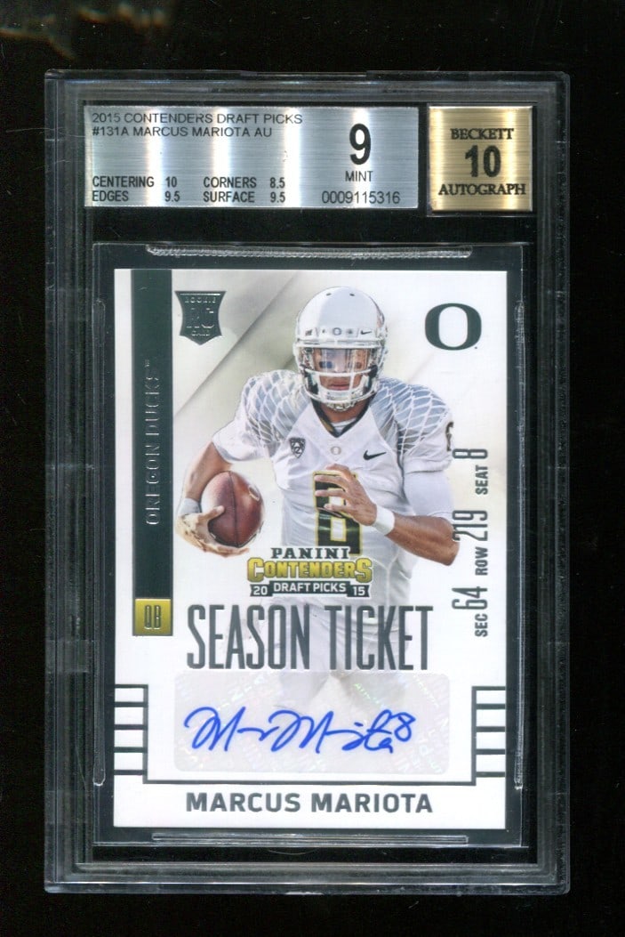 Marcus Mariota 2015 Rookie Card BGS 9 Auto 10 Contenders Draft Picks #131 (1 of 2)