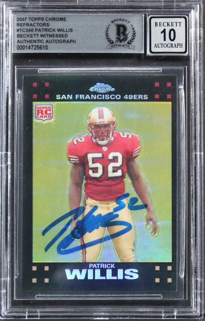 Beckett Slabbed Patrick Willis 2007 Topps Chrome TC240 Auto Gem Mint 10 (1 of 2)