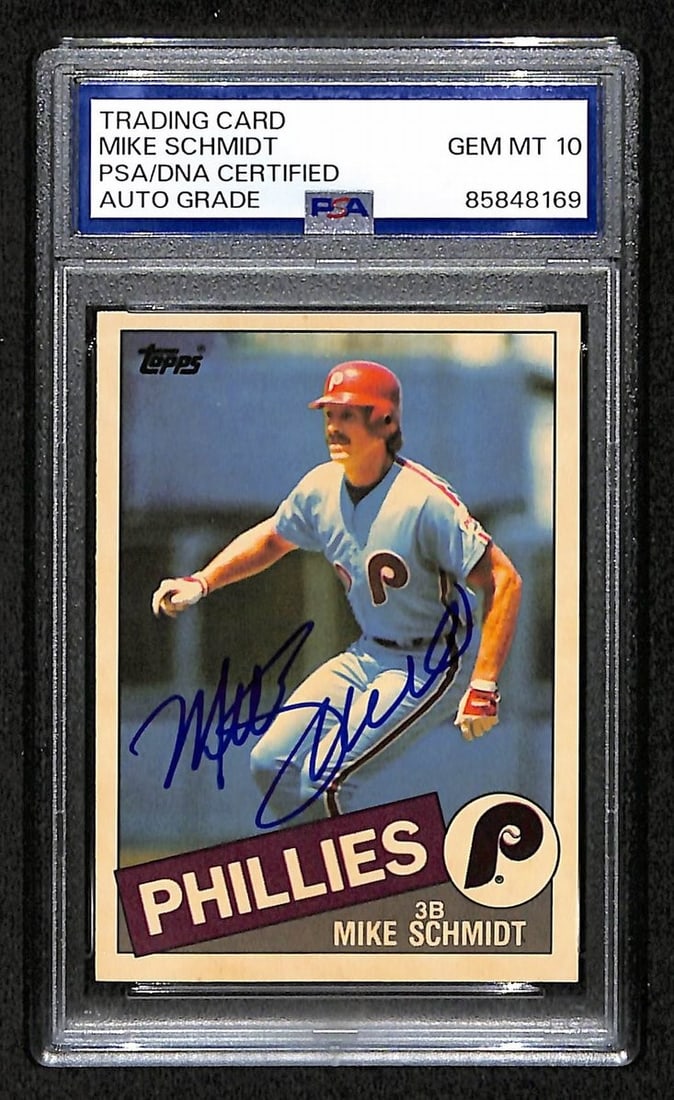 Signed Mike Schmidt 1985 Topps Tiffany #500 Phillies HOF PSA DNA 10 (1 of 2)